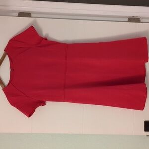 J Crew Factory Red fit and flare Strechy knit Structured Career Office Red dress